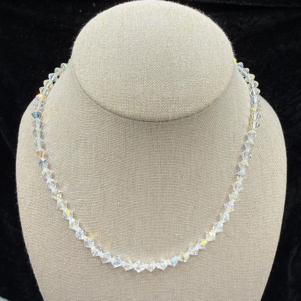DOL Necklace Multicolor Faceted Glass Aurora Borealis Adjustable 17in